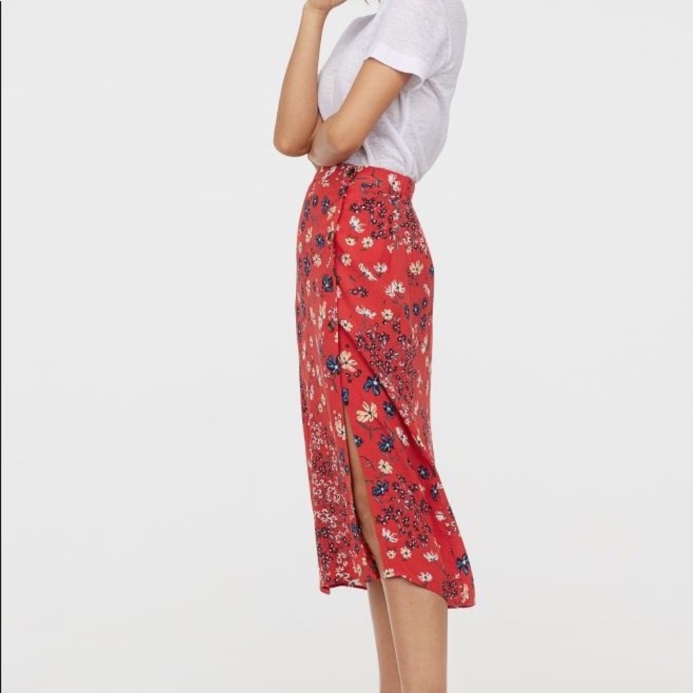 Calf-Length Floral Skirt